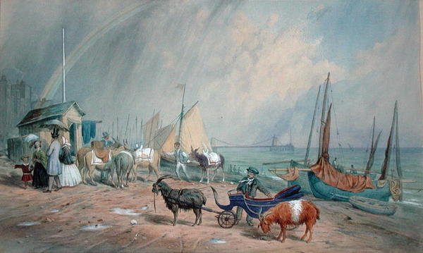 Brighton Beach (akvarell med kroppsfarge på papir) av James Large