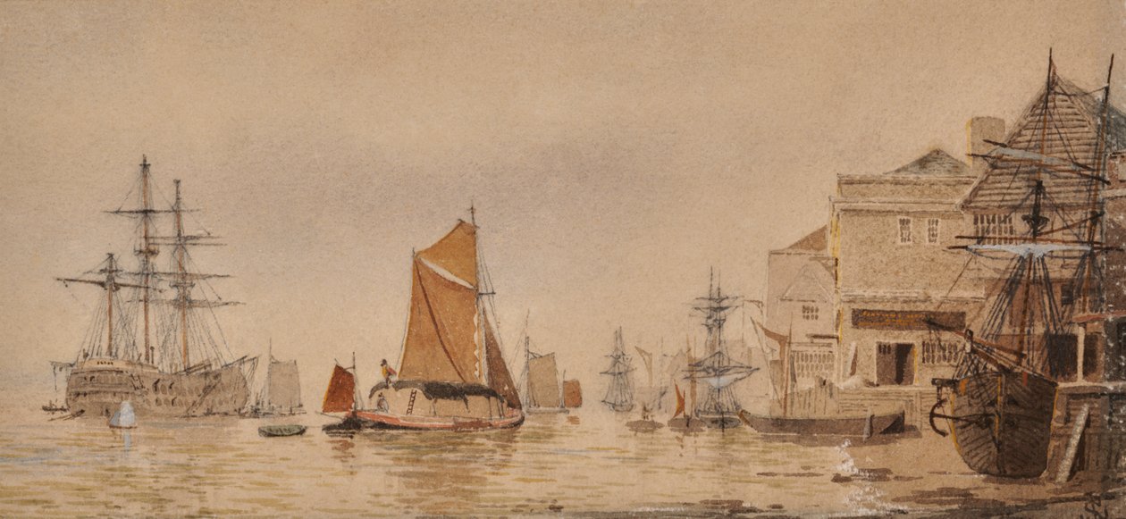 Solnedgang ved elven Medway av James Lawson Stewart