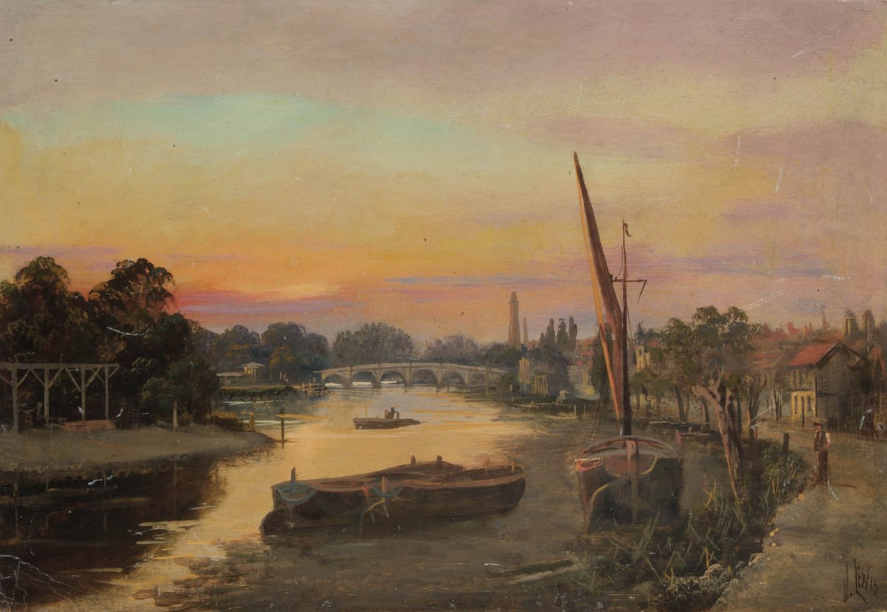 Kew ved solnedgang - Kew Bridge av James Lewis