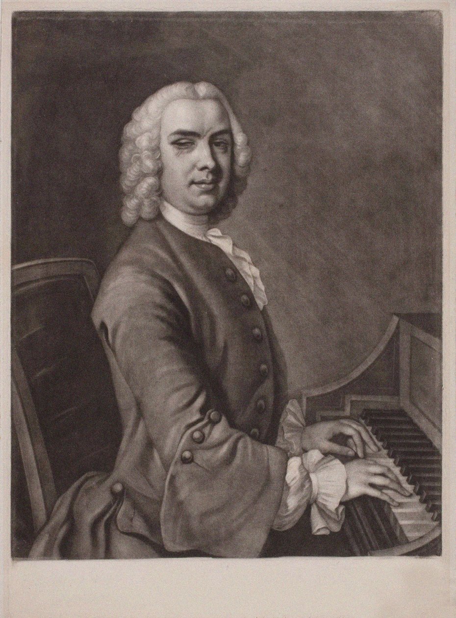 Portrett av organisten og komponisten John Stanley 1712-1786. av James MacArdell