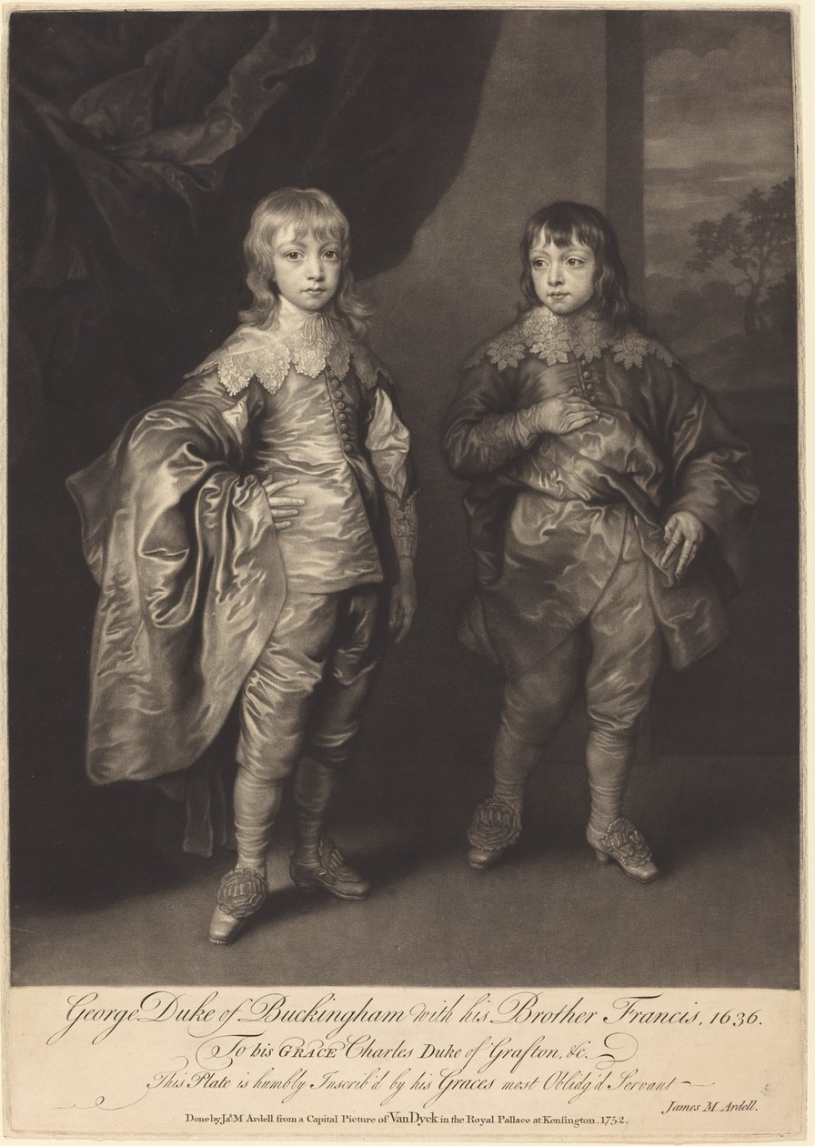 George Duke av Buckingham med sin bror Francis av James MacArdell after Sir Anthony van Dyck