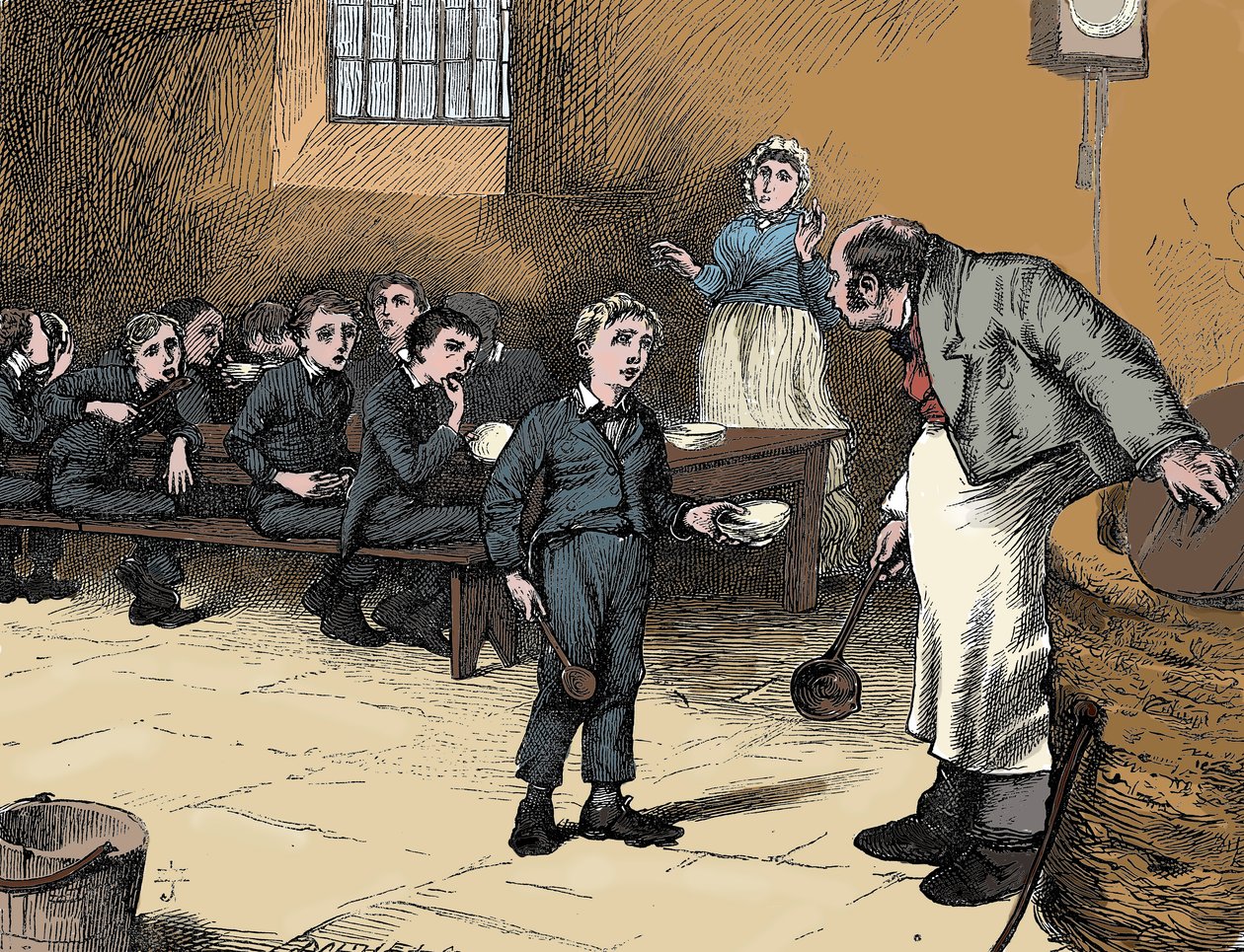 Scene fra Oliver Twist av Charles Dickens, 1836 av James Mahoney