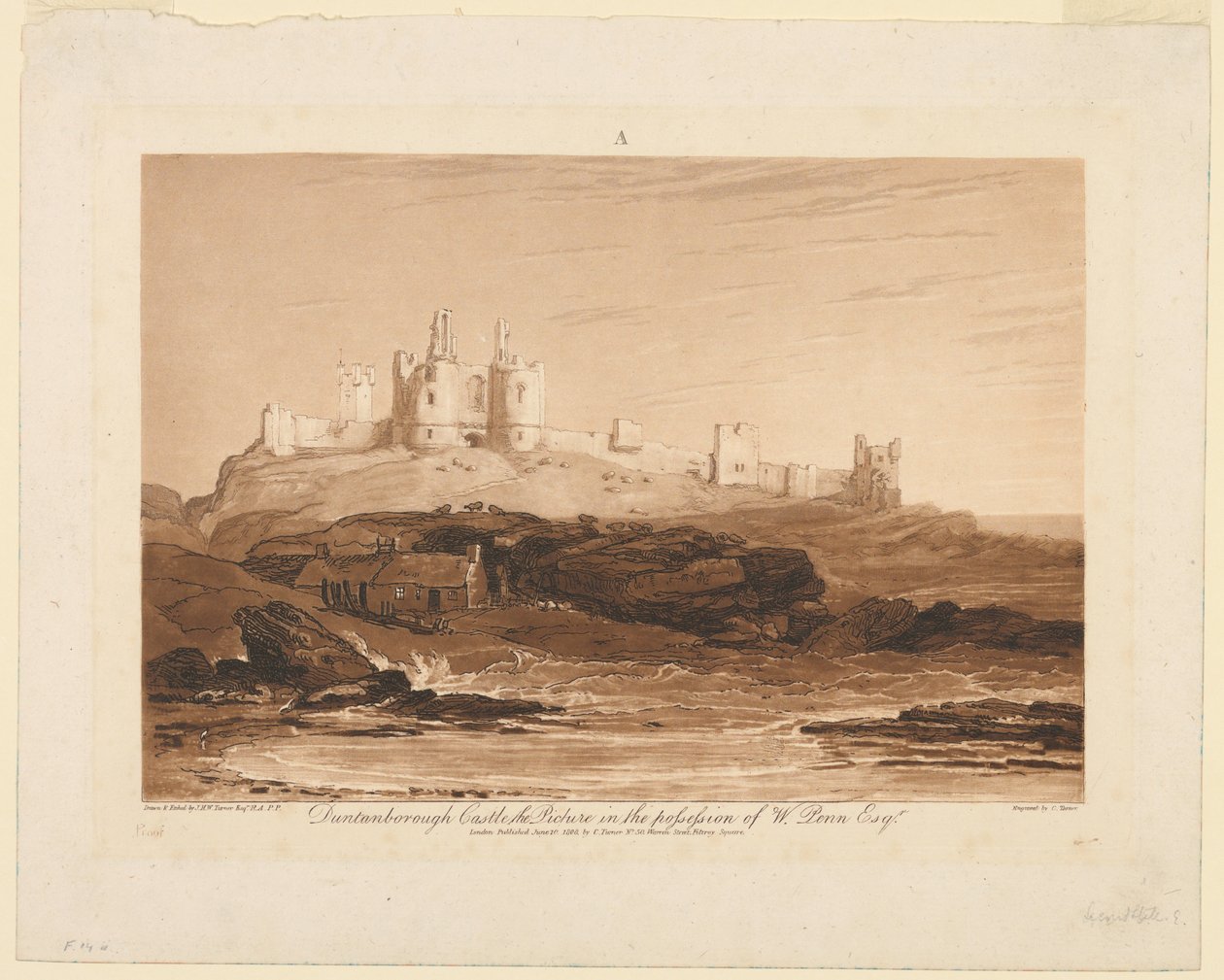 Dunstanburgh Castle, fra "Liber Studiorum", del III av James Mallord William Turner