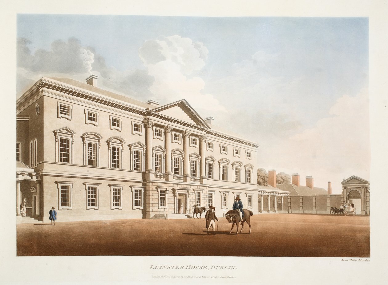 Leinster House, Dublin, 1792 (håndfarget gravering) av James Malton