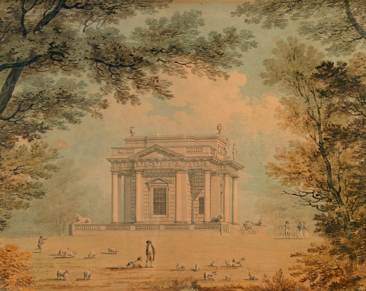 Lord Charlemonts kasino i Marino, Dublin, sett fra vest av James Malton