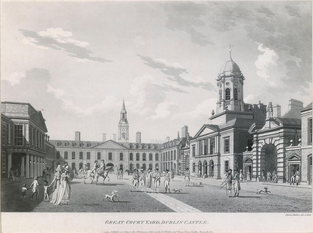 Den øvre gårdsplassen, Dublin Castle av James Malton