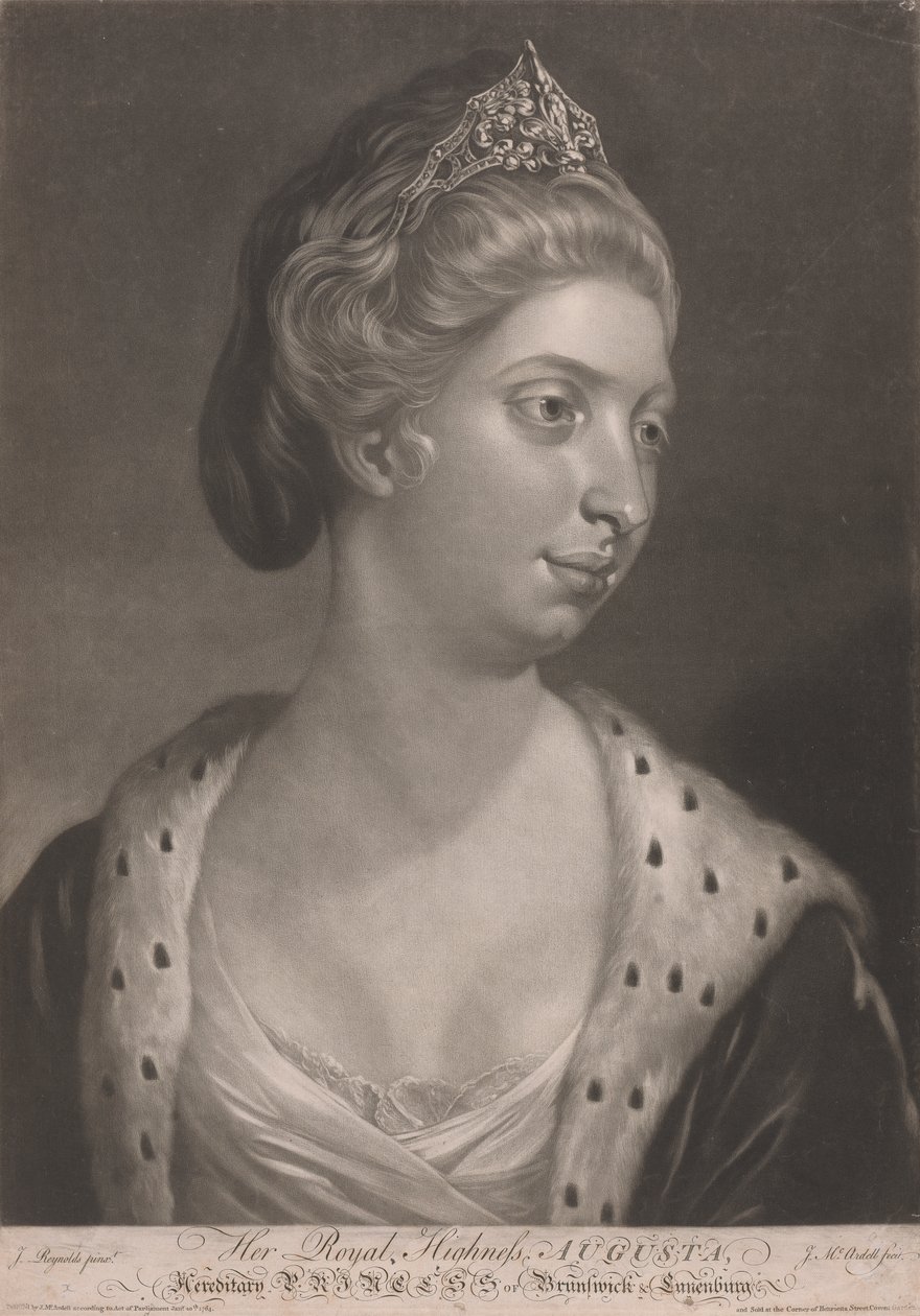 Hennes Kongelige Høyhet Augusta, arvelig prinsesse av Brunswick og Lunenburg av James McArdell