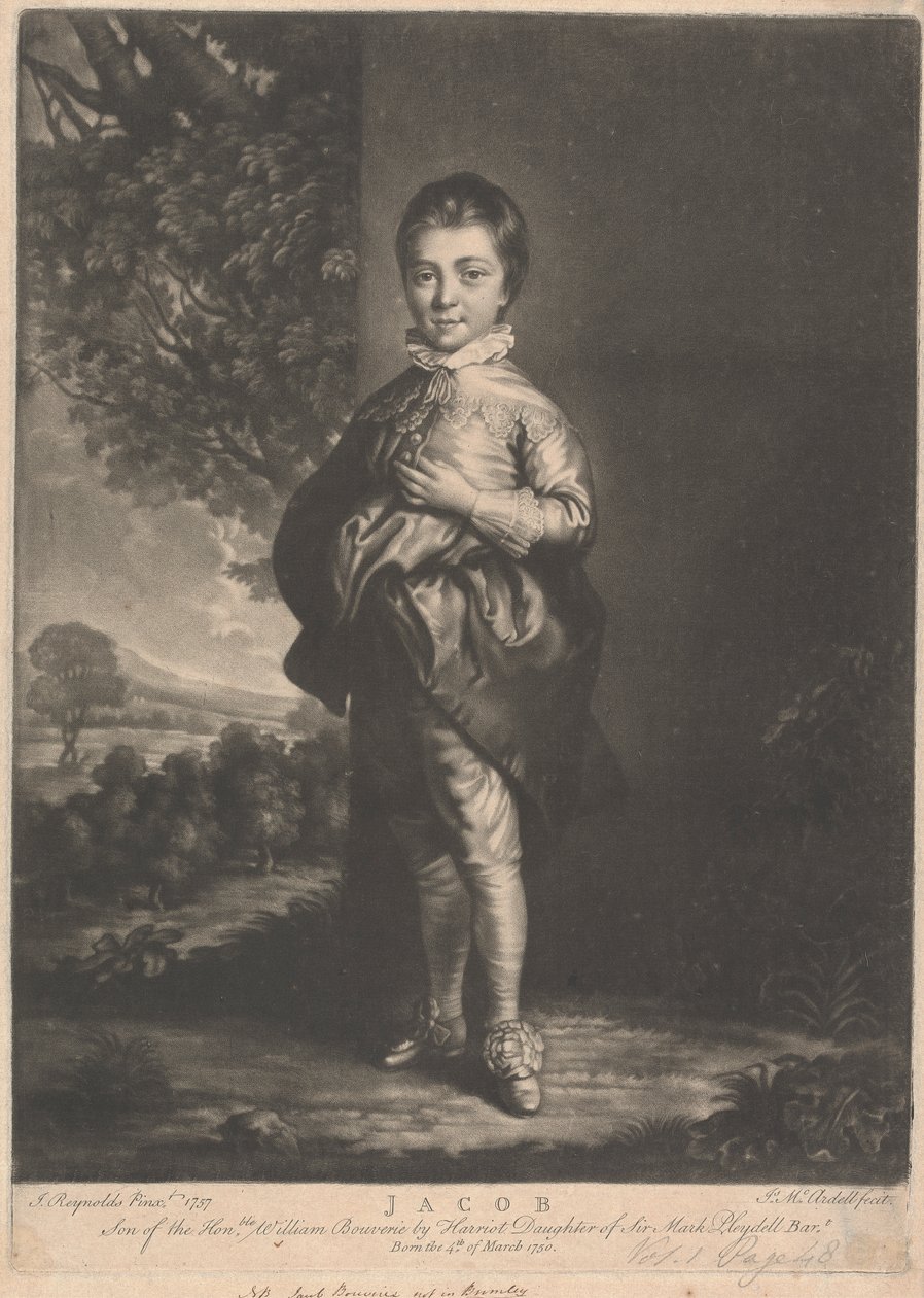 Jacob, sønn av den ærede William Bouverie av James McArdell