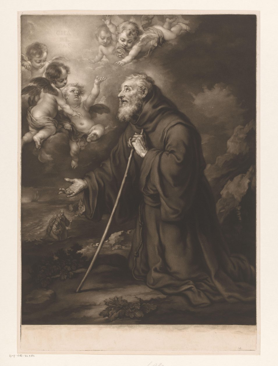 Knelende Saint Francis of Paola i bønn av James McArdell
