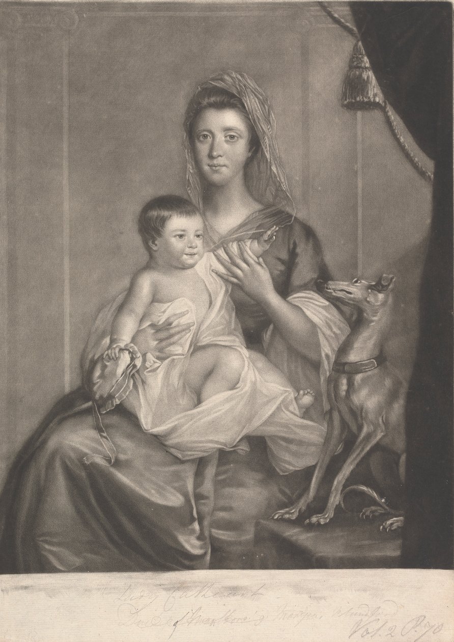 Lady Jane Cathcart (née Hamilton), og hennes sønn av James McArdell