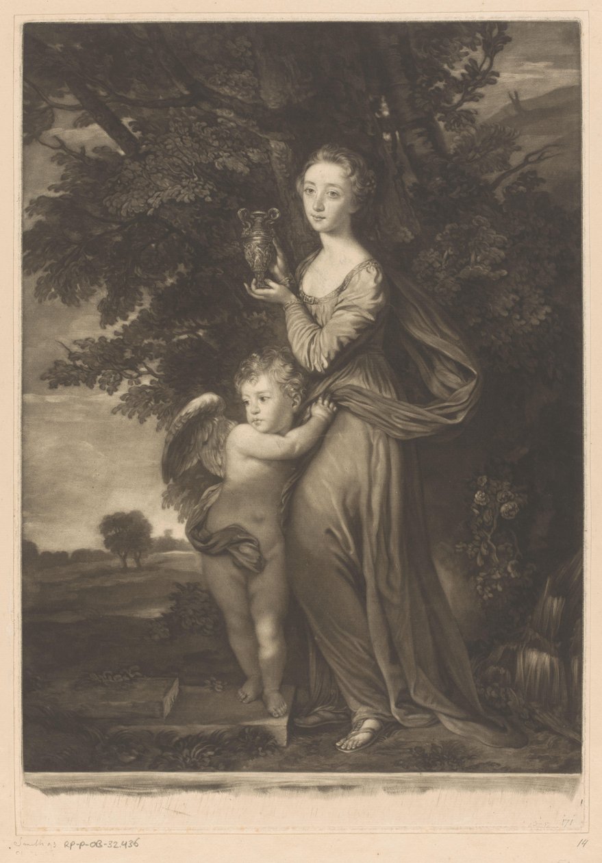 Portrett av Frances Anne Greville og Henry Francis Greville som Hebe og Cupid av James McArdell
