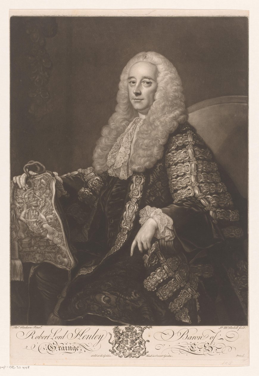 Portrett av Robert Henley Robert Lord Henley Baron of Grainge (tittel på objekt) av James McArdell