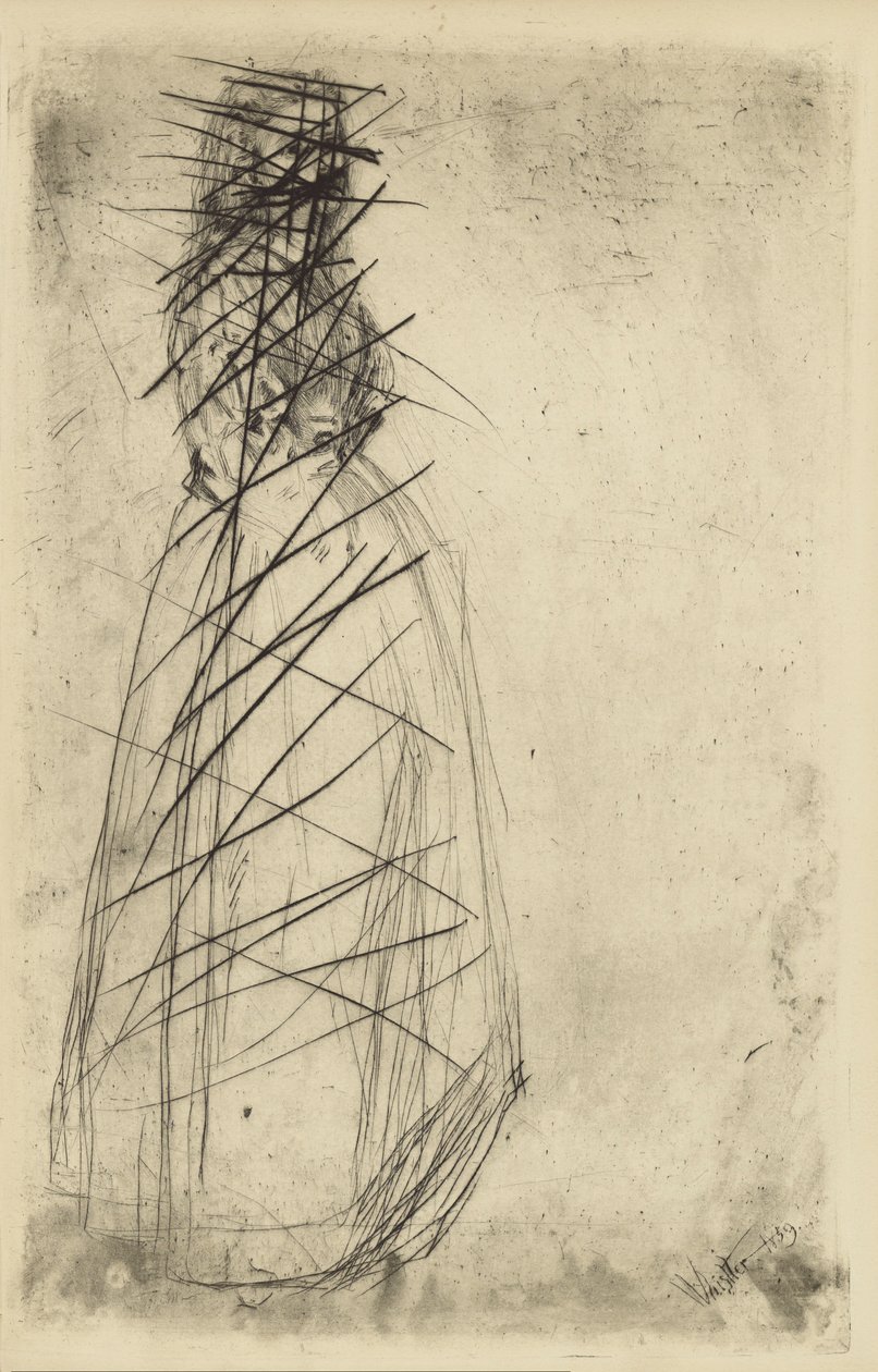 [76] Inntrykk fra kansellerte plater av Whistler - Fumette Standing. av James Abbott McNeill Whistler