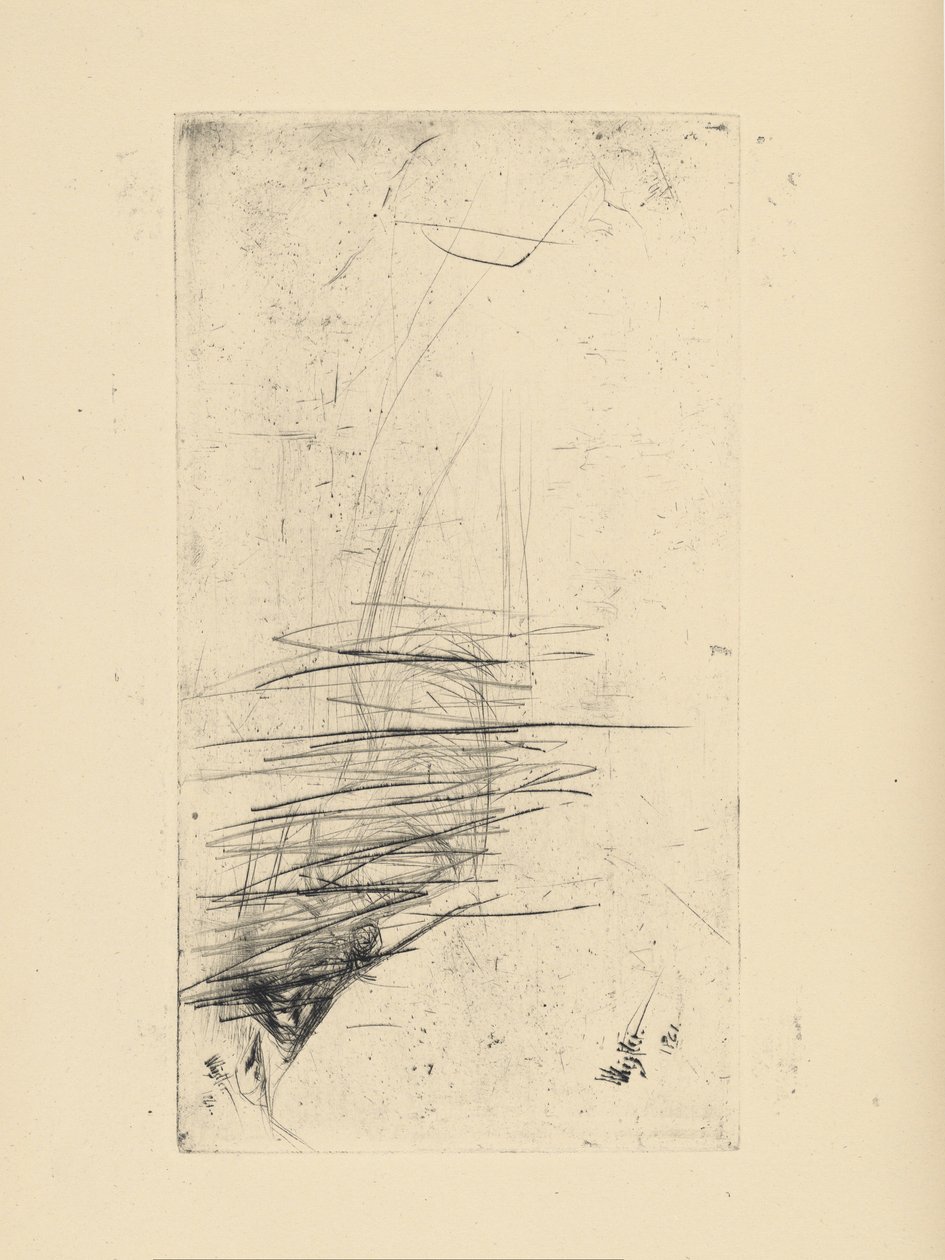 [76] Inntrykk fra kansellerte plater av Whistler - [Ung kvinne ligger på sofaen]. av James Abbott McNeill Whistler