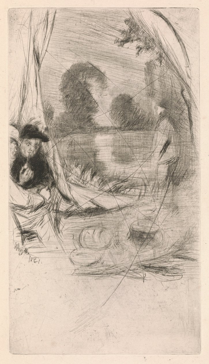 [76] Inntrykk fra kansellerte plater av Whistler - the Model Resting. av James Abbott McNeill Whistler