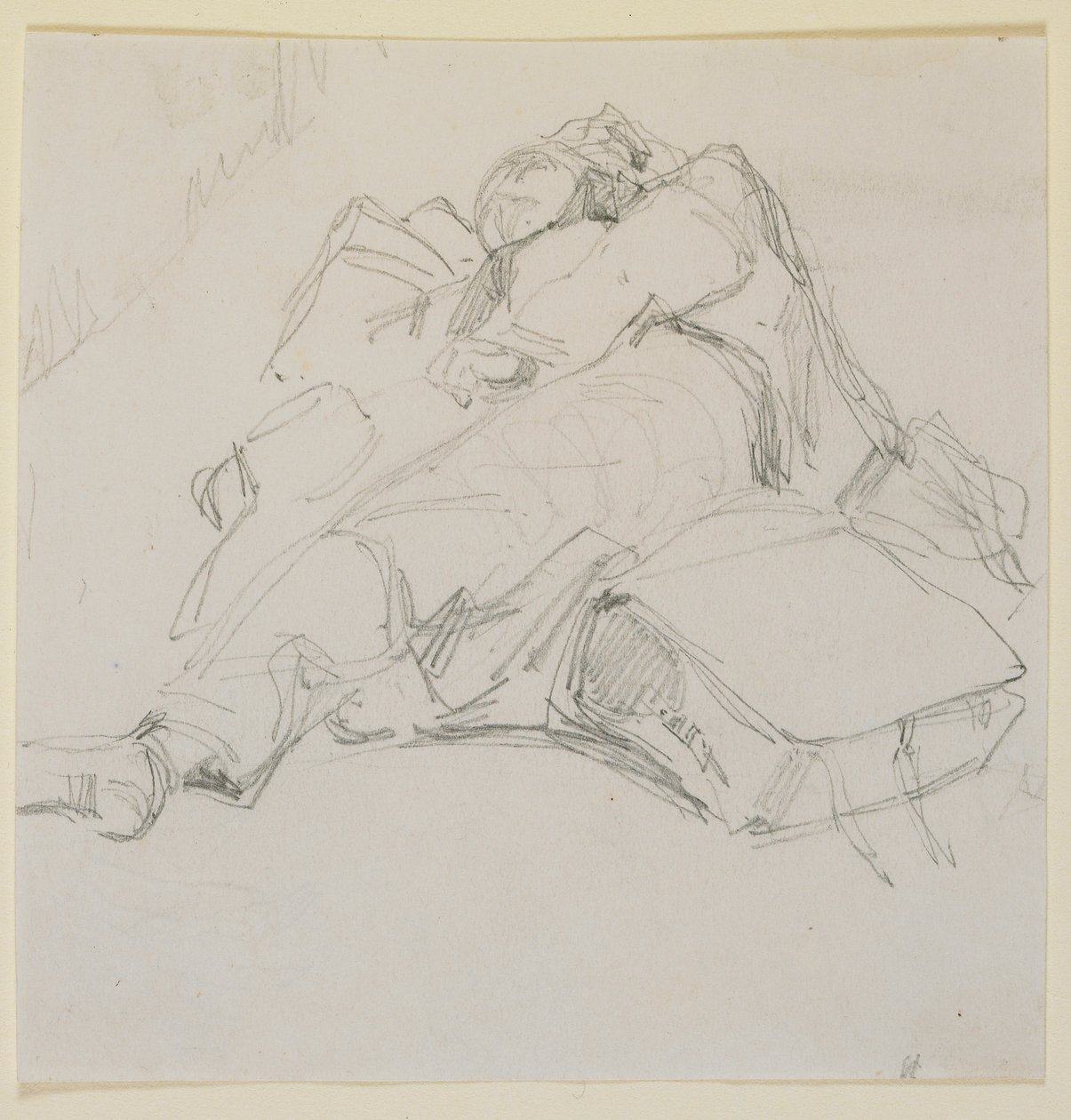 En mann som sov på en haug med bagasje av James Abbott McNeill Whistler