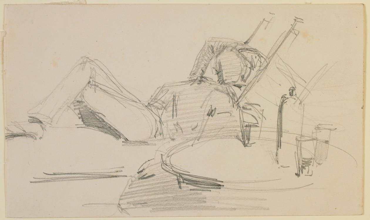 En mann tilbakelent på en seng av James Abbott McNeill Whistler