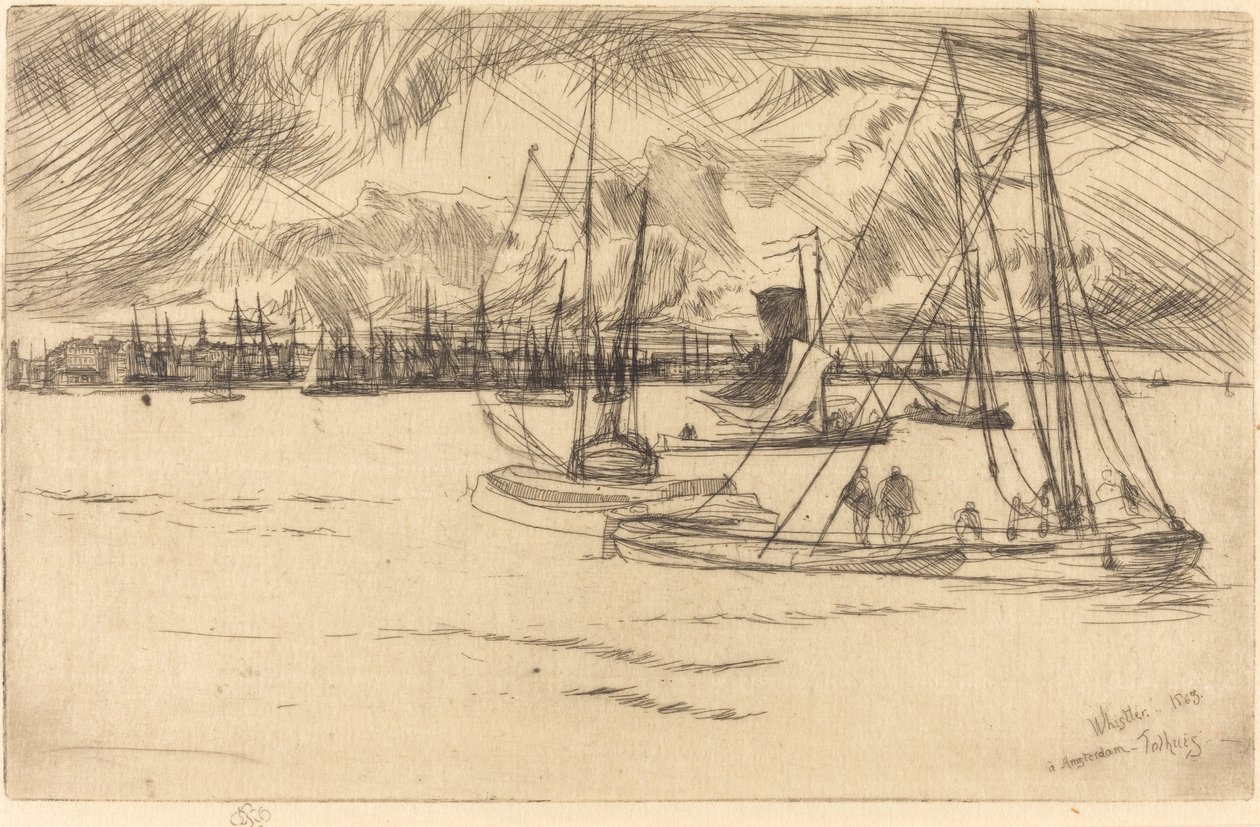 Amsterdam fra Tolhuis av James Abbott McNeill Whistler