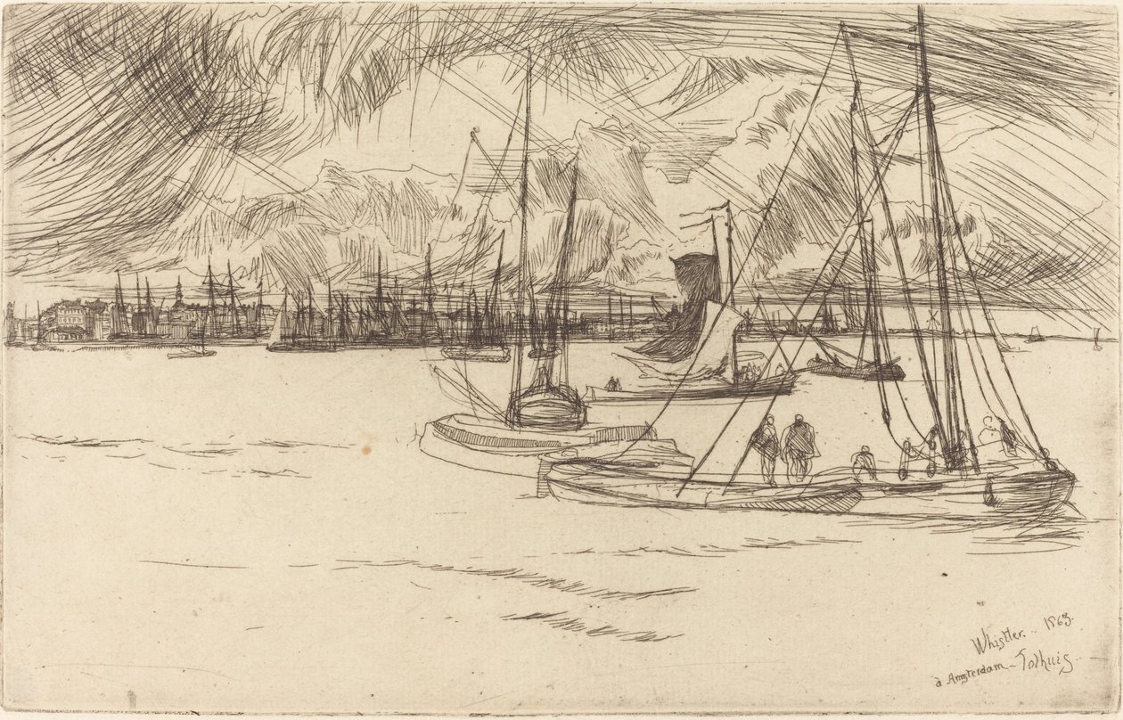 Amsterdam fra Tolhuis av James Abbott McNeill Whistler