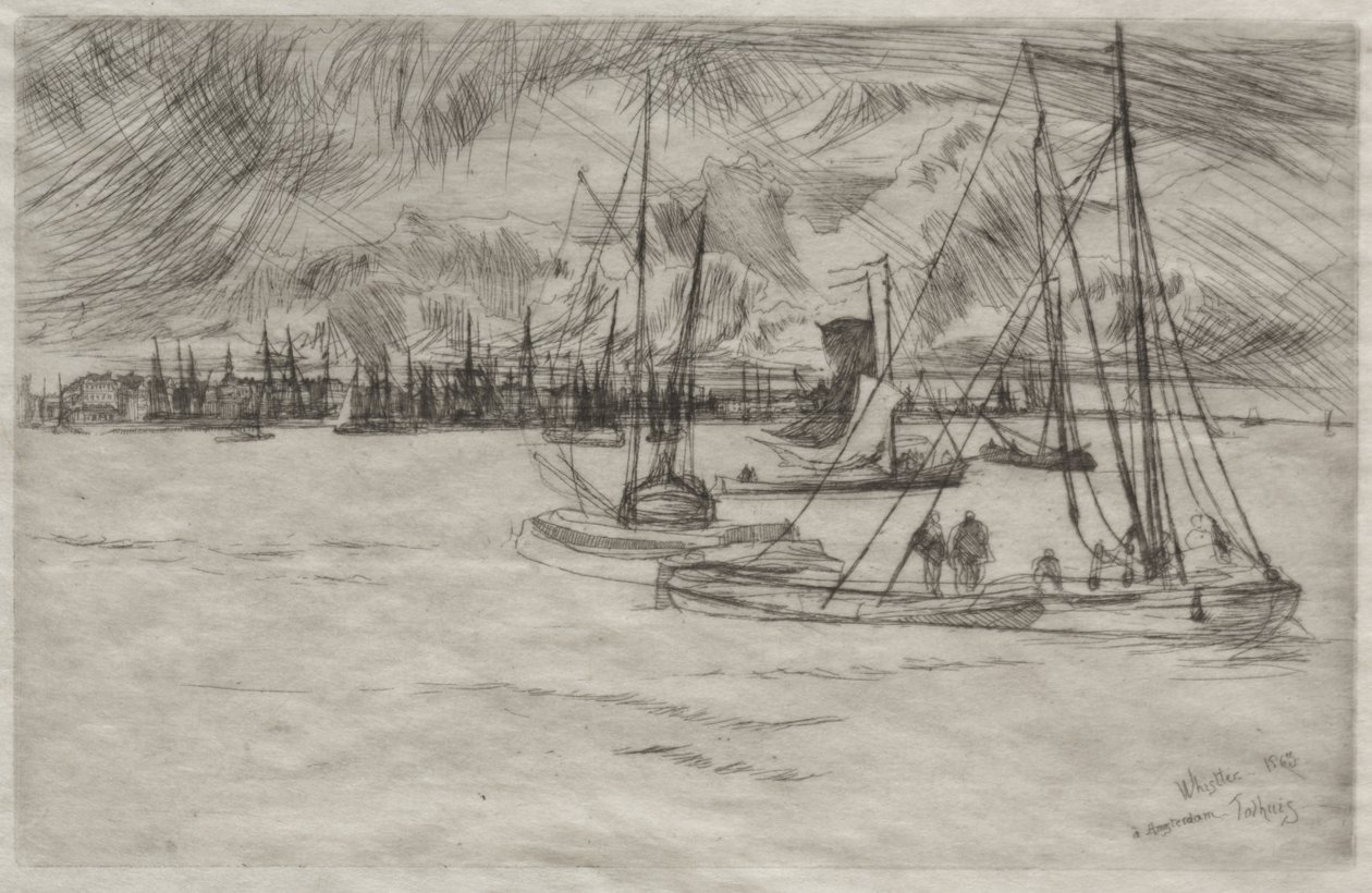 Amsterdam sett fra Tolhuis av James McNeill Whistler