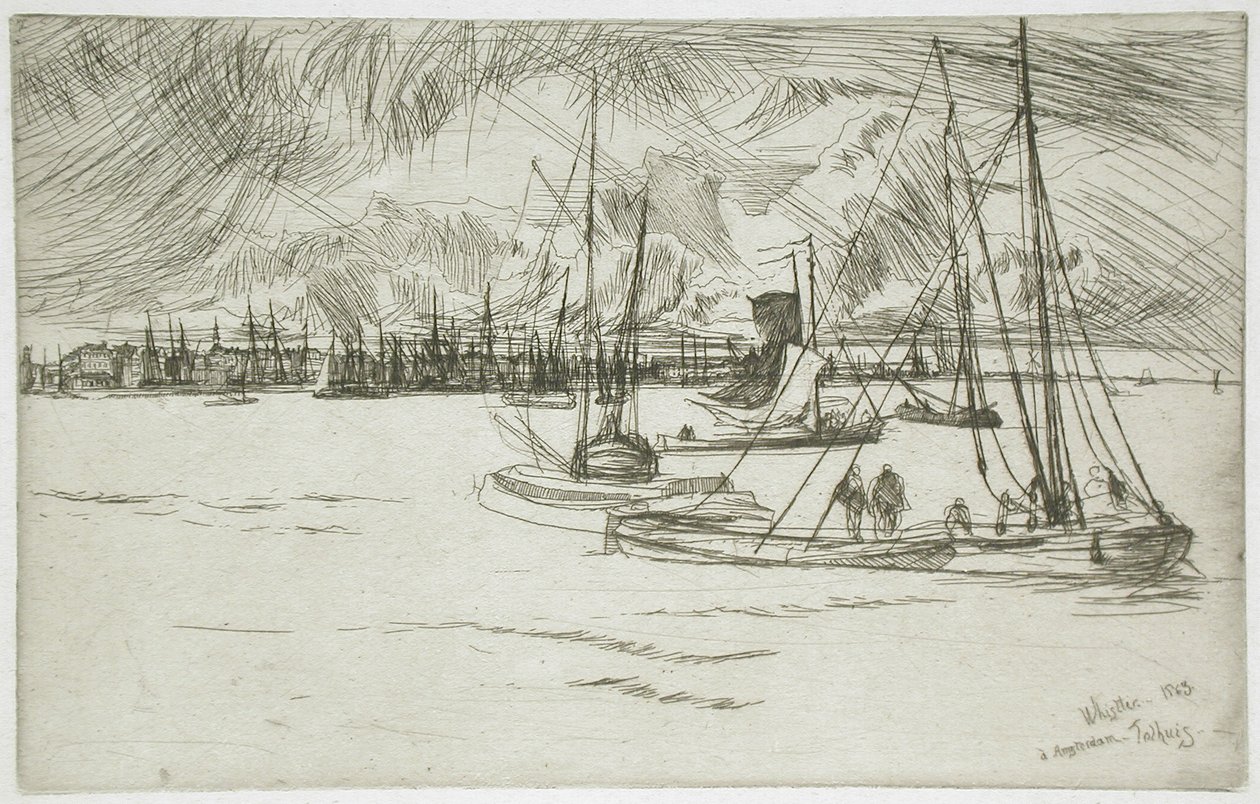 Amsterdam sett fra Tolhuis av James McNeill Whistler