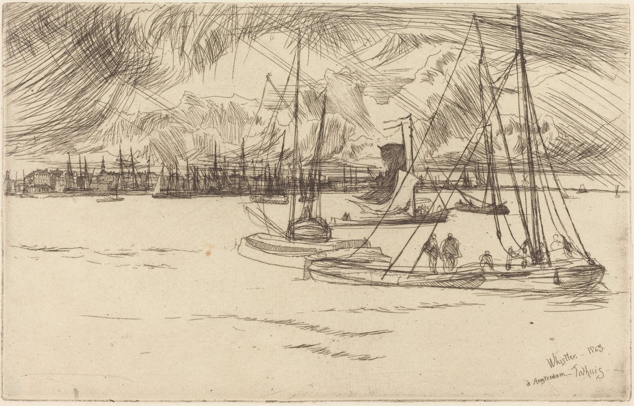 Amsterdam sett fra Tolhuis av James McNeill Whistler