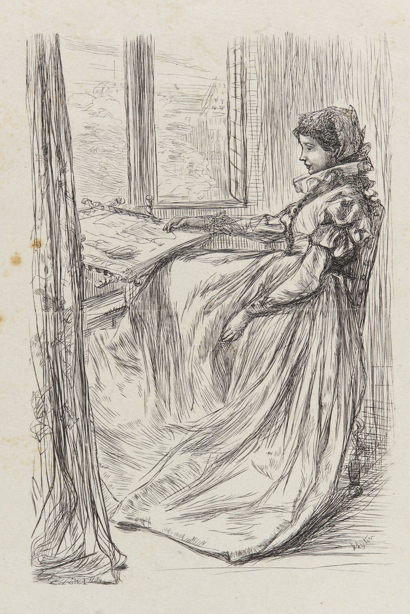 En illustrasjon til <em>Morgenen før massakren på St. Bartholomew</em> av James Abbott McNeill Whistler