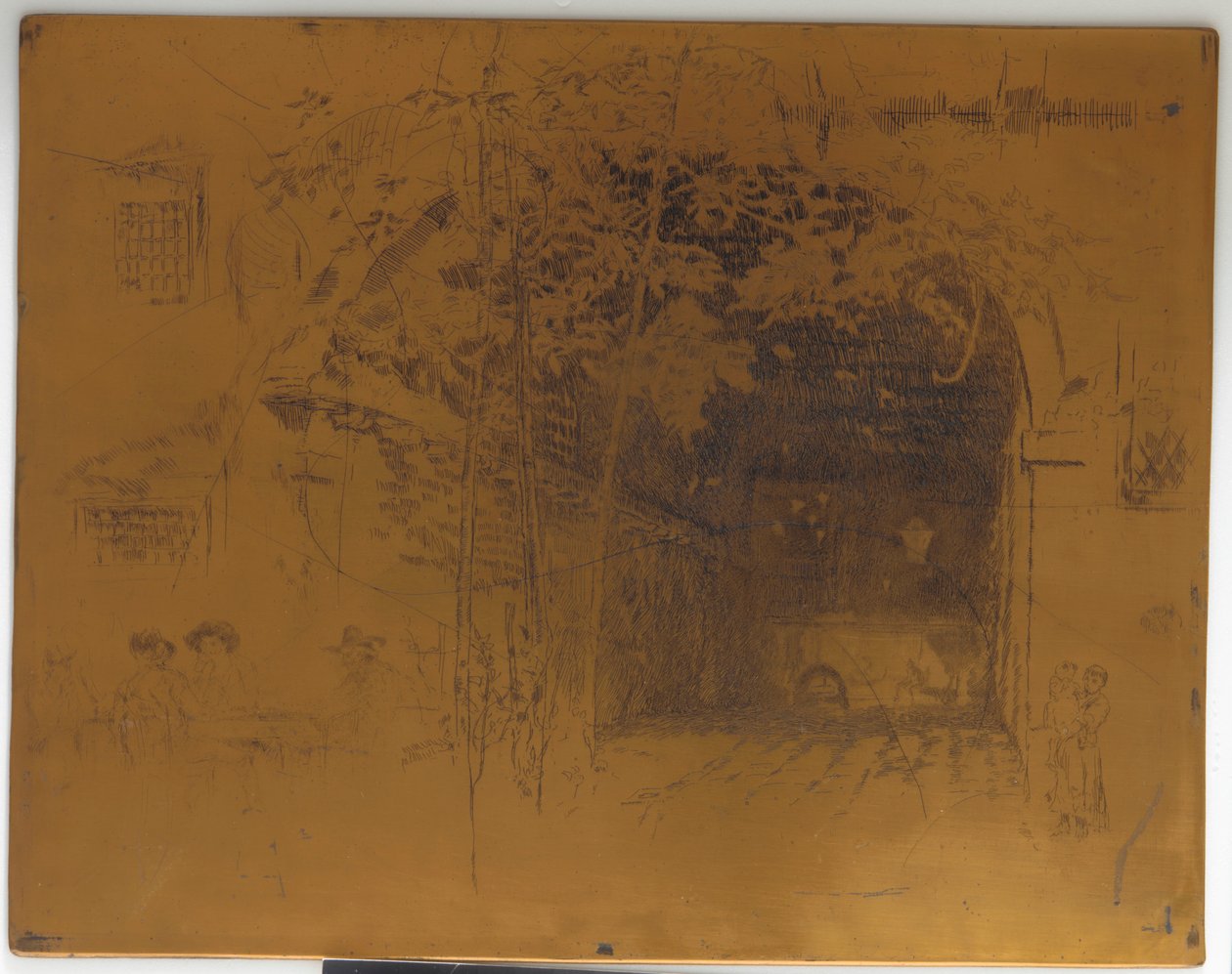 Kansellert trykkplate for <em>The Traghetto, nr. 2</em> av James Abbott McNeill Whistler