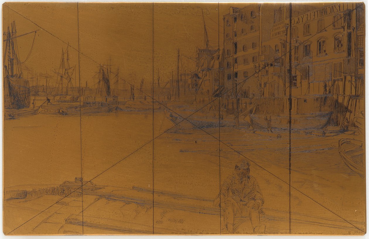 Etseplate: Eagle Wharf (Tyzac Whiteley og Co.) av James Abbott McNeill Whistler