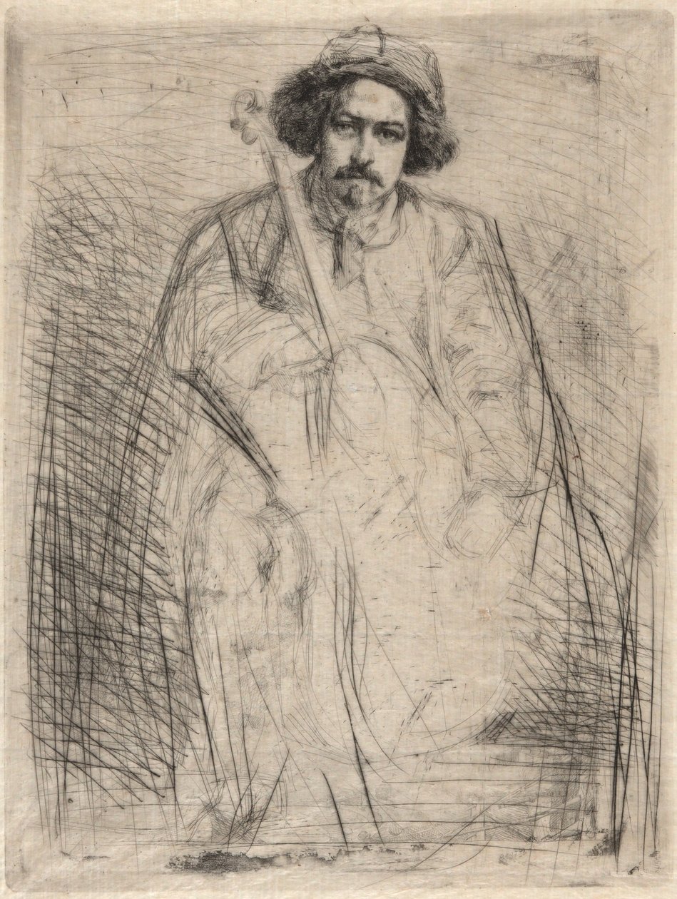 J. Becquet, billedhugger (Felespilleren), fra Themsen-serien (En serie på seksten etsninger med scener fra Themsen og andre motiver) av James McNeill Whistler