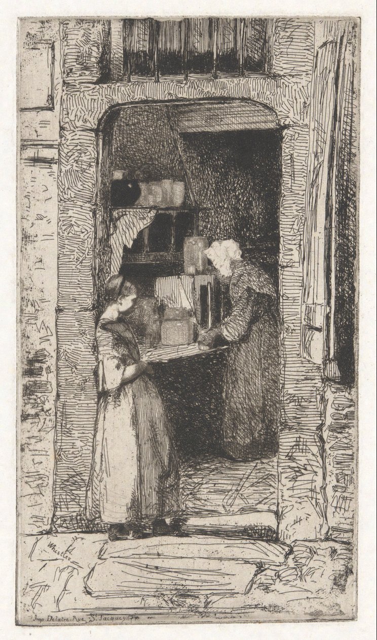 La Marchande de Moutarde (Sennepsselgeren), fra det franske settet (Douze Eaux-Fortes d av James Abbott McNeill Whistler