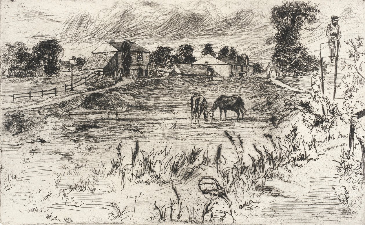 Landskap med hester av James McNeill Whistler