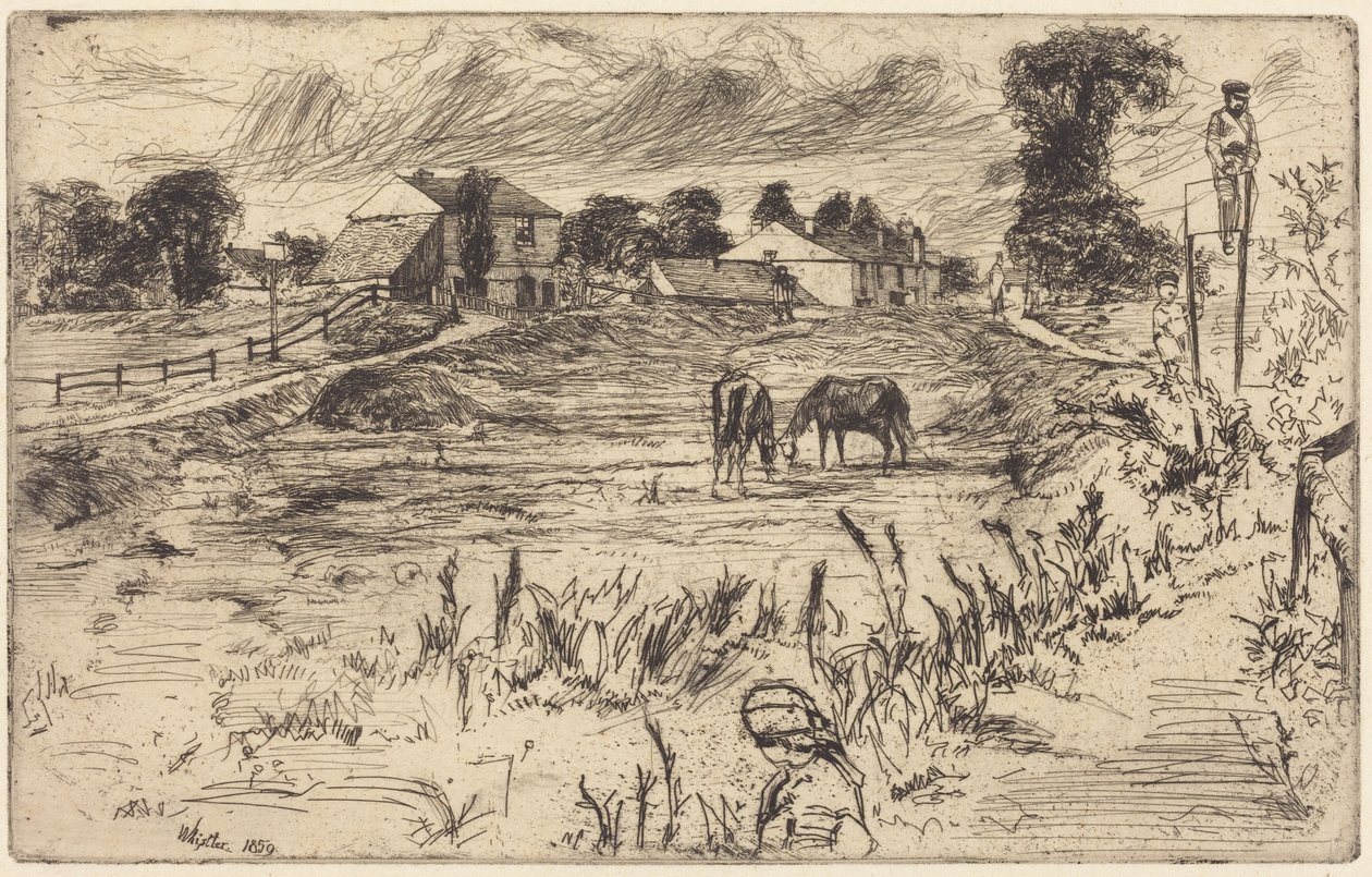 Landskap med hester av James McNeill Whistler