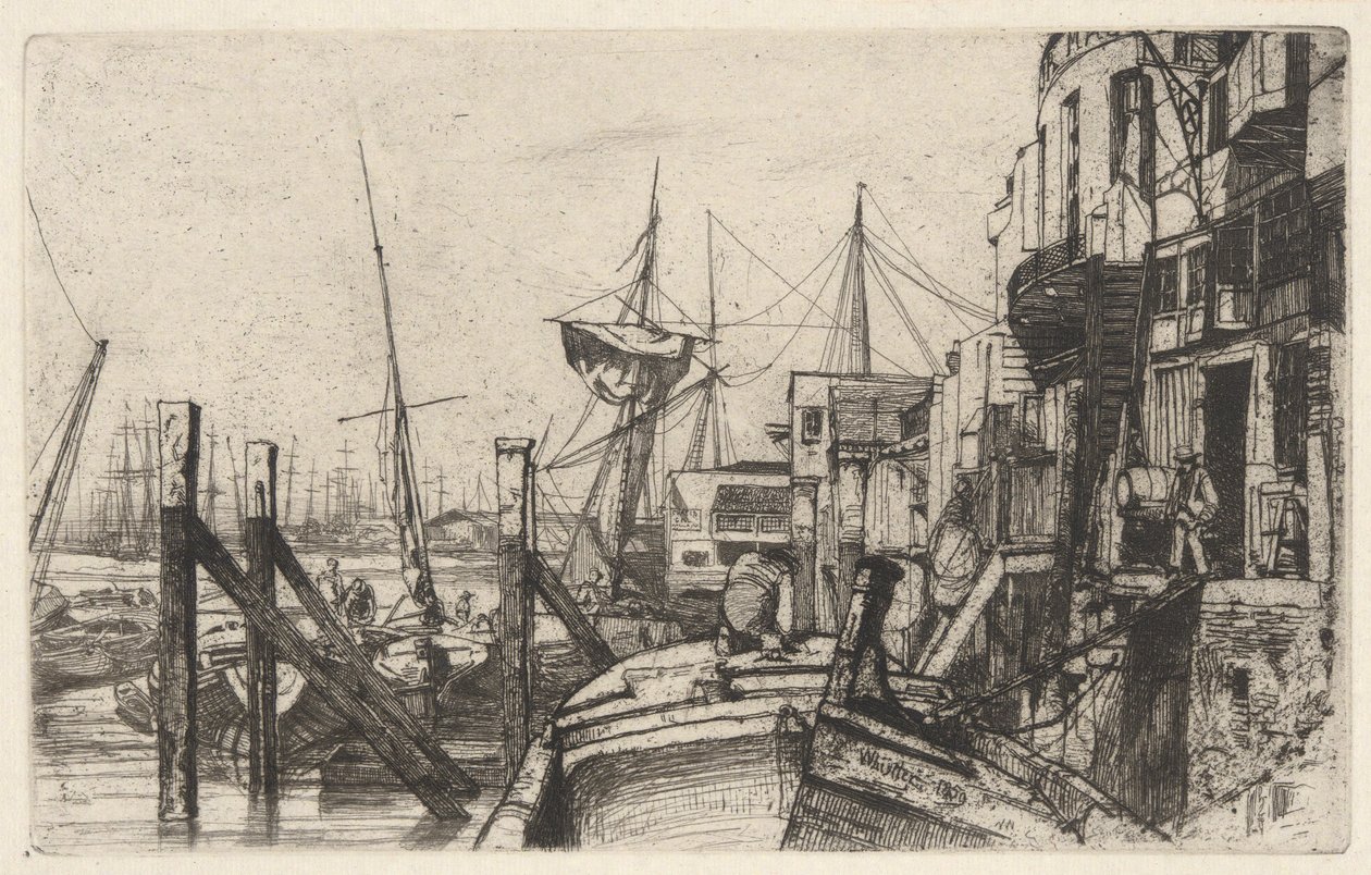 Limehouse, fra Thames Set (En serie med seksten etsninger av scener på Themsen og andre emner) av James Abbott McNeill Whistler
