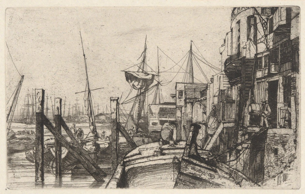 Limehouse, fra Themsen-serien (En serie på seksten etsninger med scener fra Themsen og andre motiver) av James McNeill Whistler