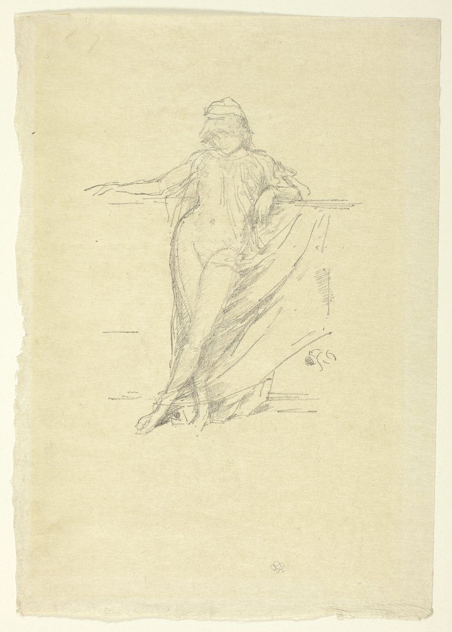 Liten drapert figur, skjev av James Abbott McNeill Whistler