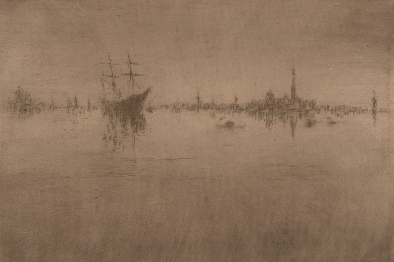 Nocturne, fra Venezia, en serie med tolv etsninger ("det første Venezia-settet") av James Abbott McNeill Whistler