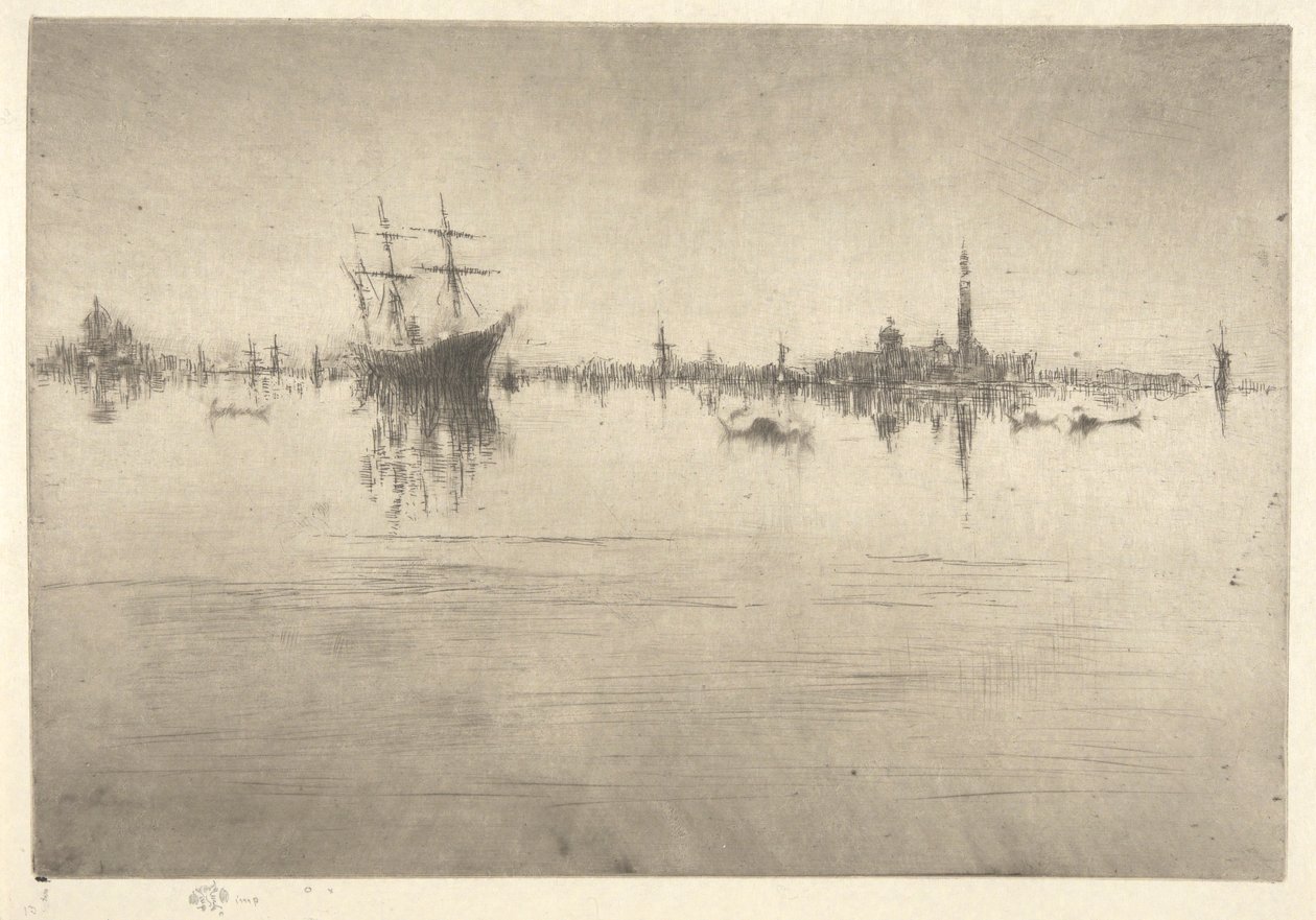 Nocturne, fra det første Venezia-settet (Venice, A Series of Twelve Etchings) av James Abbott McNeill Whistler