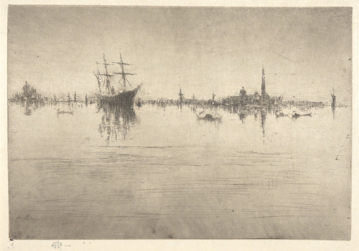 «Nocturne», fra den første Venezia-serien («Venezia, en serie på tolv raderinger») av James McNeill Whistler