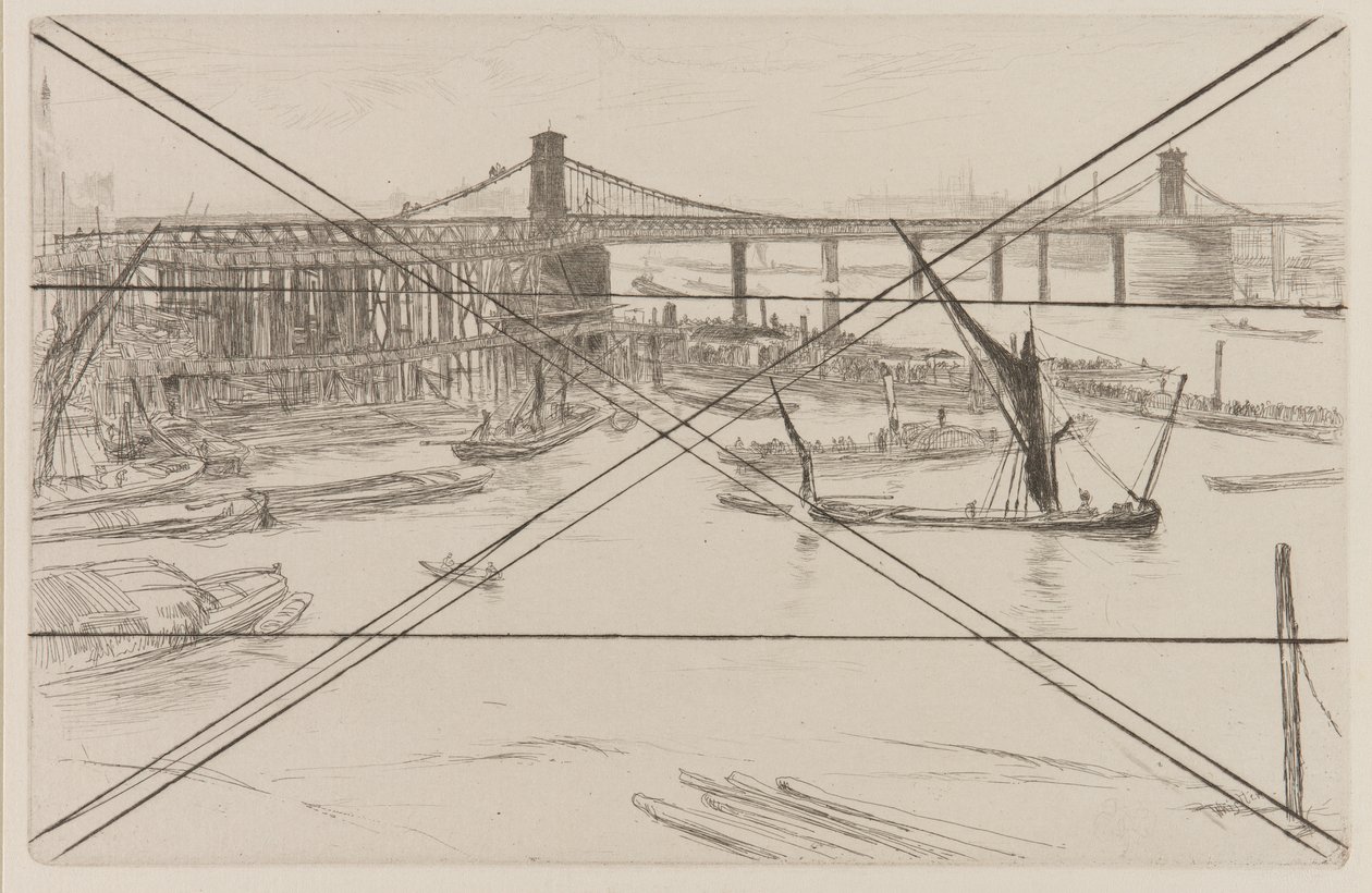 Old Hungerford Bridge av James Abbott McNeill Whistler
