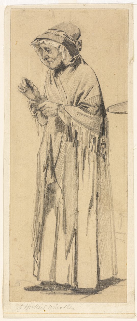 Gammel kvinne i sjal og lue av James Abbott McNeill Whistler