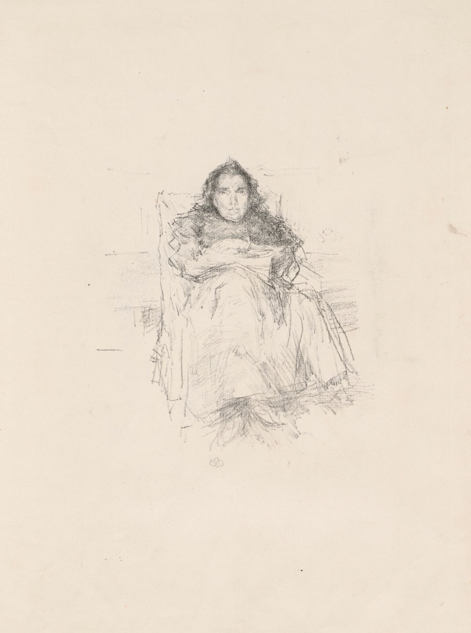 Portrettstudie: Mrs. Philip, nr. 3 (recto) Portrettstudie: Geneviève Mallarmé (verso) av James McNeill Whistler