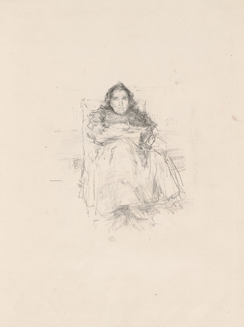Portrettstudie: Mrs. Philip, nr. 3 (recto) Portrettstudie: Geneviève Mallarmé (verso) av James Abbott McNeill Whistler