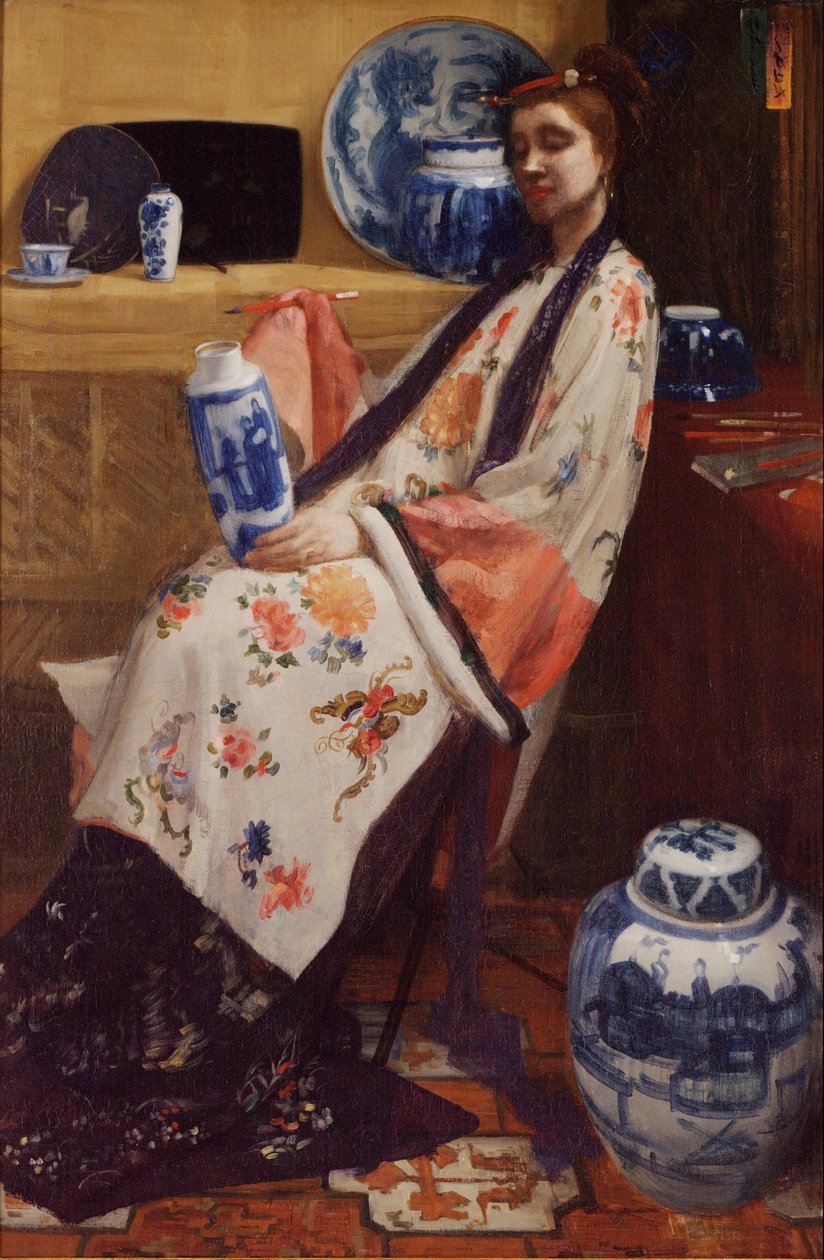 Lilla og rosa: Lange Leizen med de seks merkene av James McNeill Whistler