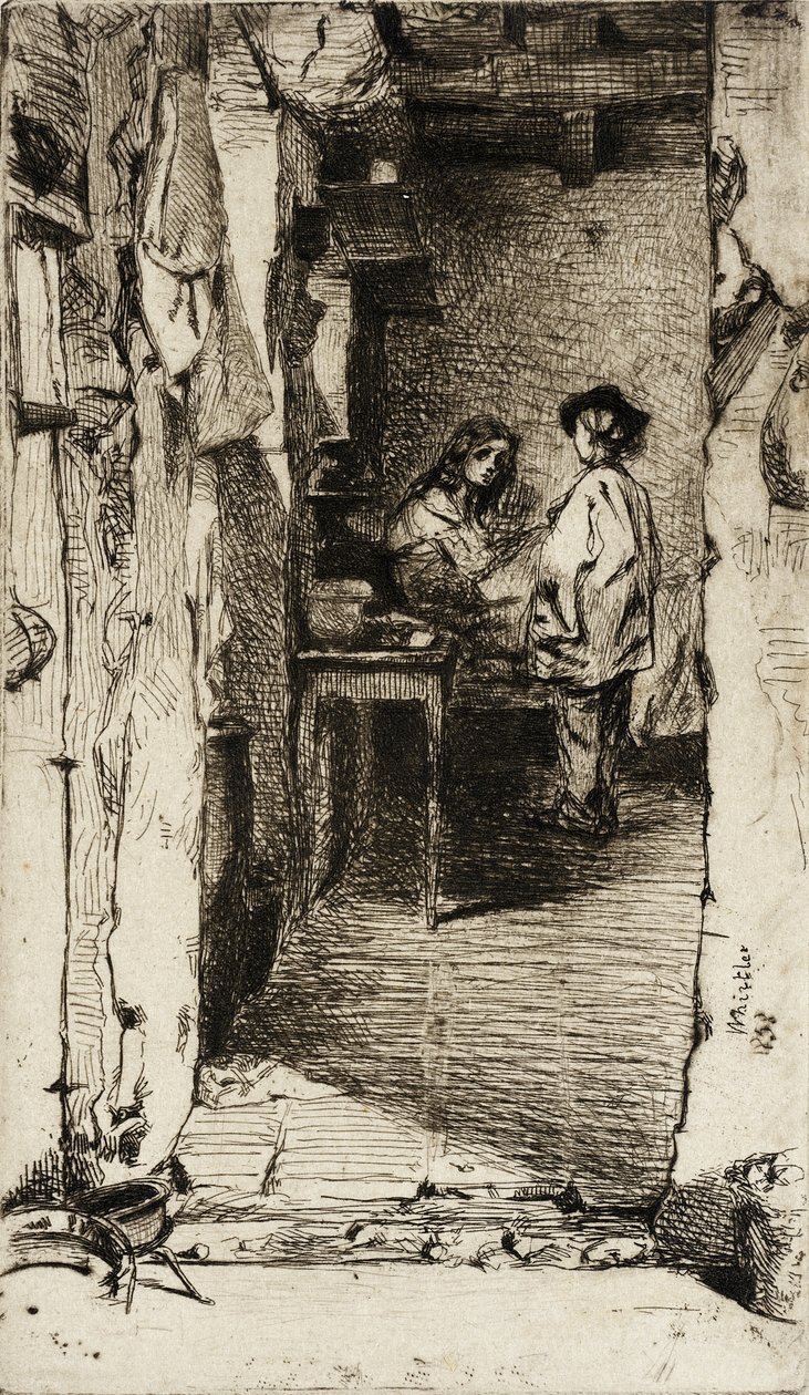 Filleplukkere, Quartier Mouffetard, Paris av James McNeill Whistler