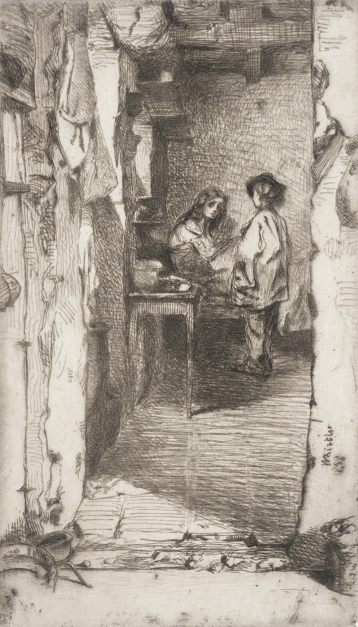 Fillplukkere, Quartier Mouffetard, Paris av James McNeill Whistler