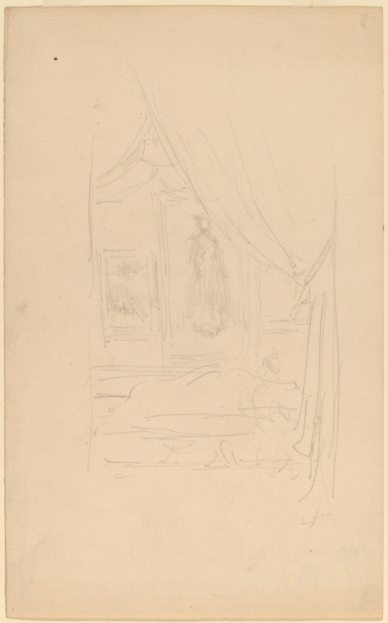 Skisse av Mrs. Godwins portrett når den ble hengt opp hos Society of British Artists av James Abbott McNeill Whistler