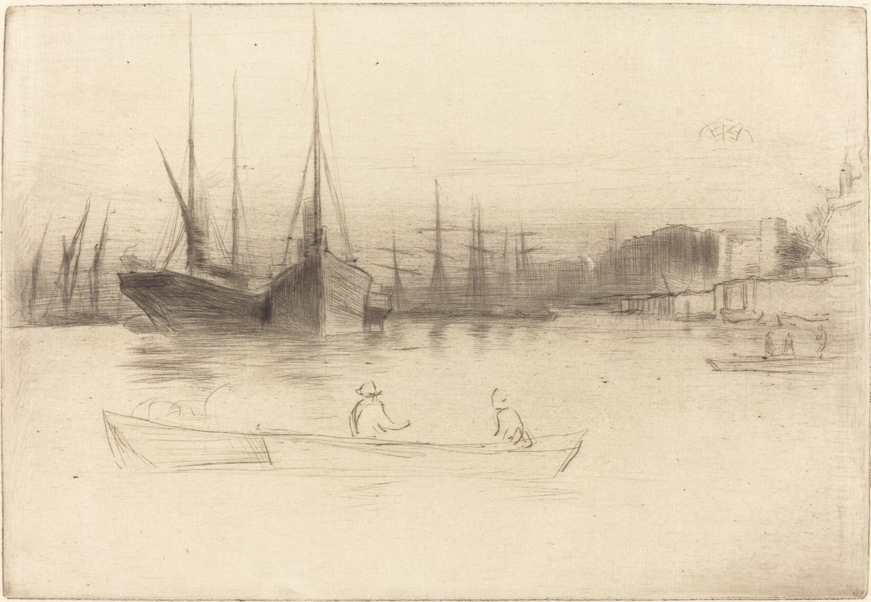 Dampbåter utenfor tårnet av James Abbott McNeill Whistler