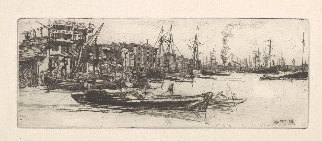 Thames Warehouses av James Abbott McNeill Whistler