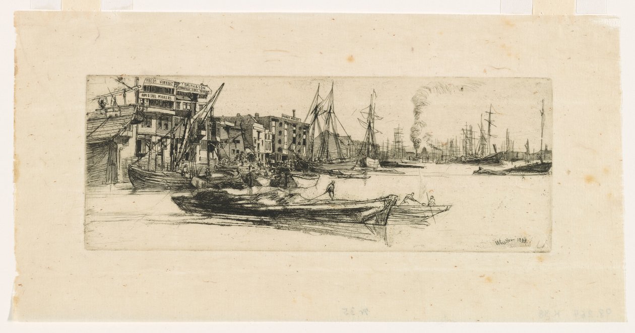 Thames Warehouses av James Abbott McNeill Whistler